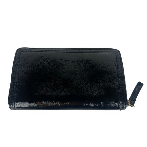 Halogen Womens Zip-Around Long Cash Card ID Organizer Patent Black/Red Wallet - Picture 2 of 6